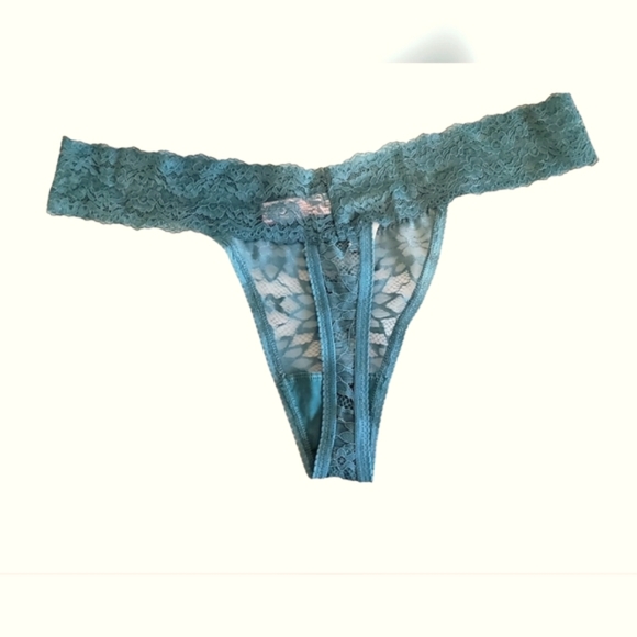 Juicy Couture Intimate Rhinestone Lace Thong Panty  Bling Logo Dark Turquoise XL - Picture 2 of 5